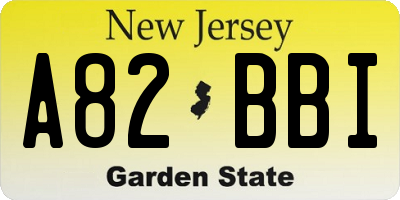 NJ license plate A82BBI