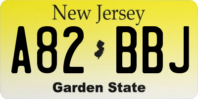NJ license plate A82BBJ