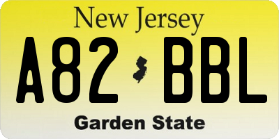 NJ license plate A82BBL