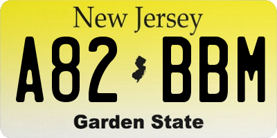 NJ license plate A82BBM