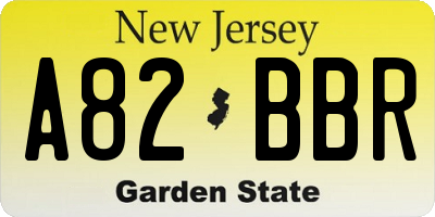 NJ license plate A82BBR