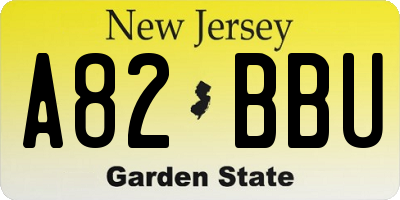 NJ license plate A82BBU