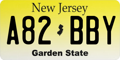 NJ license plate A82BBY