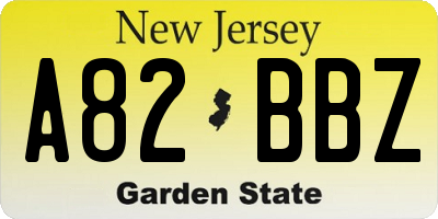 NJ license plate A82BBZ