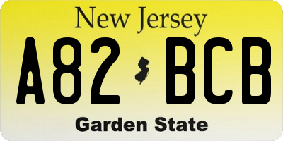 NJ license plate A82BCB