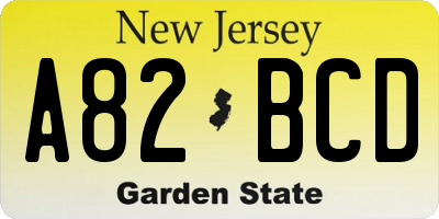 NJ license plate A82BCD