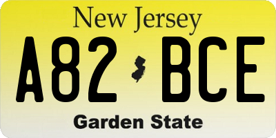 NJ license plate A82BCE
