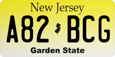 NJ license plate A82BCG