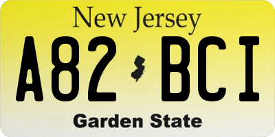 NJ license plate A82BCI