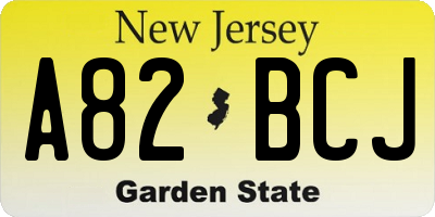 NJ license plate A82BCJ