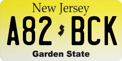 NJ license plate A82BCK