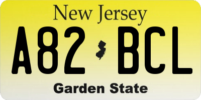 NJ license plate A82BCL