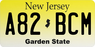 NJ license plate A82BCM