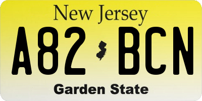 NJ license plate A82BCN