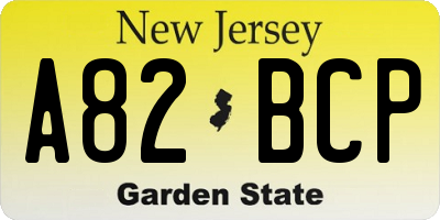 NJ license plate A82BCP