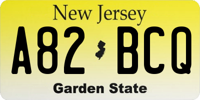 NJ license plate A82BCQ