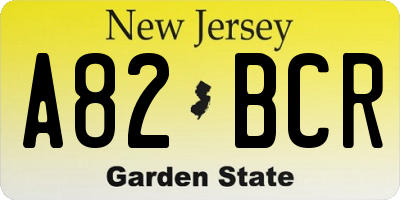 NJ license plate A82BCR