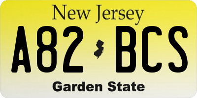 NJ license plate A82BCS