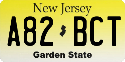 NJ license plate A82BCT
