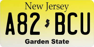NJ license plate A82BCU