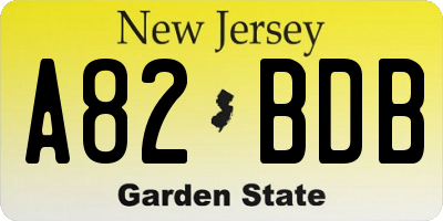 NJ license plate A82BDB