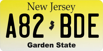 NJ license plate A82BDE