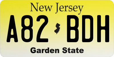 NJ license plate A82BDH