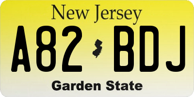 NJ license plate A82BDJ