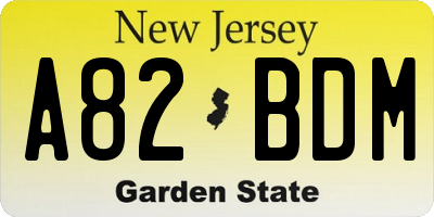 NJ license plate A82BDM