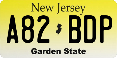 NJ license plate A82BDP