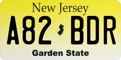 NJ license plate A82BDR