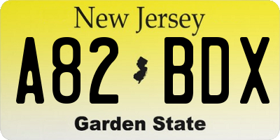 NJ license plate A82BDX