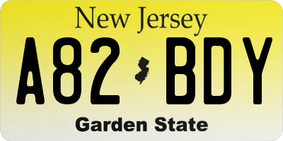 NJ license plate A82BDY