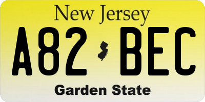 NJ license plate A82BEC