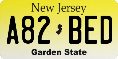 NJ license plate A82BED
