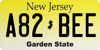 NJ license plate A82BEE