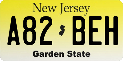 NJ license plate A82BEH