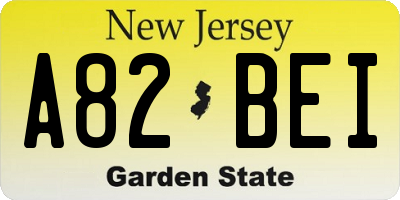 NJ license plate A82BEI
