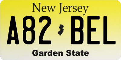 NJ license plate A82BEL