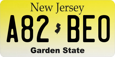 NJ license plate A82BEO