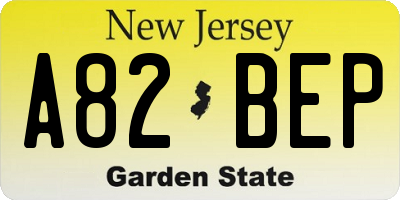 NJ license plate A82BEP