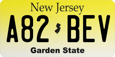 NJ license plate A82BEV