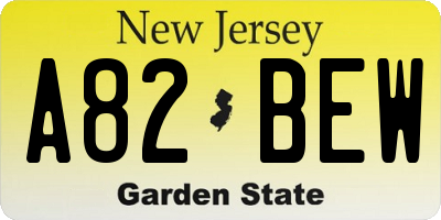 NJ license plate A82BEW