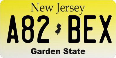 NJ license plate A82BEX