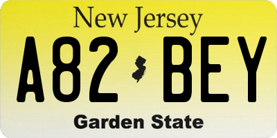 NJ license plate A82BEY