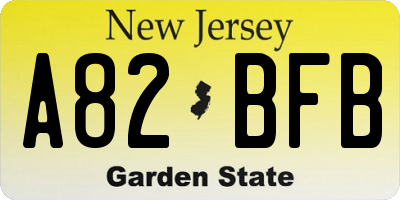 NJ license plate A82BFB
