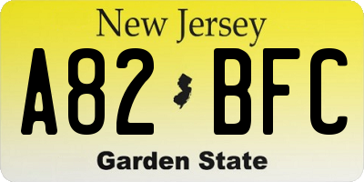 NJ license plate A82BFC