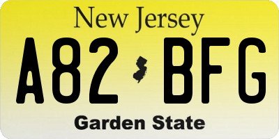 NJ license plate A82BFG