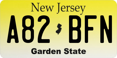 NJ license plate A82BFN