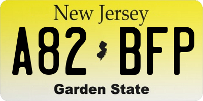 NJ license plate A82BFP